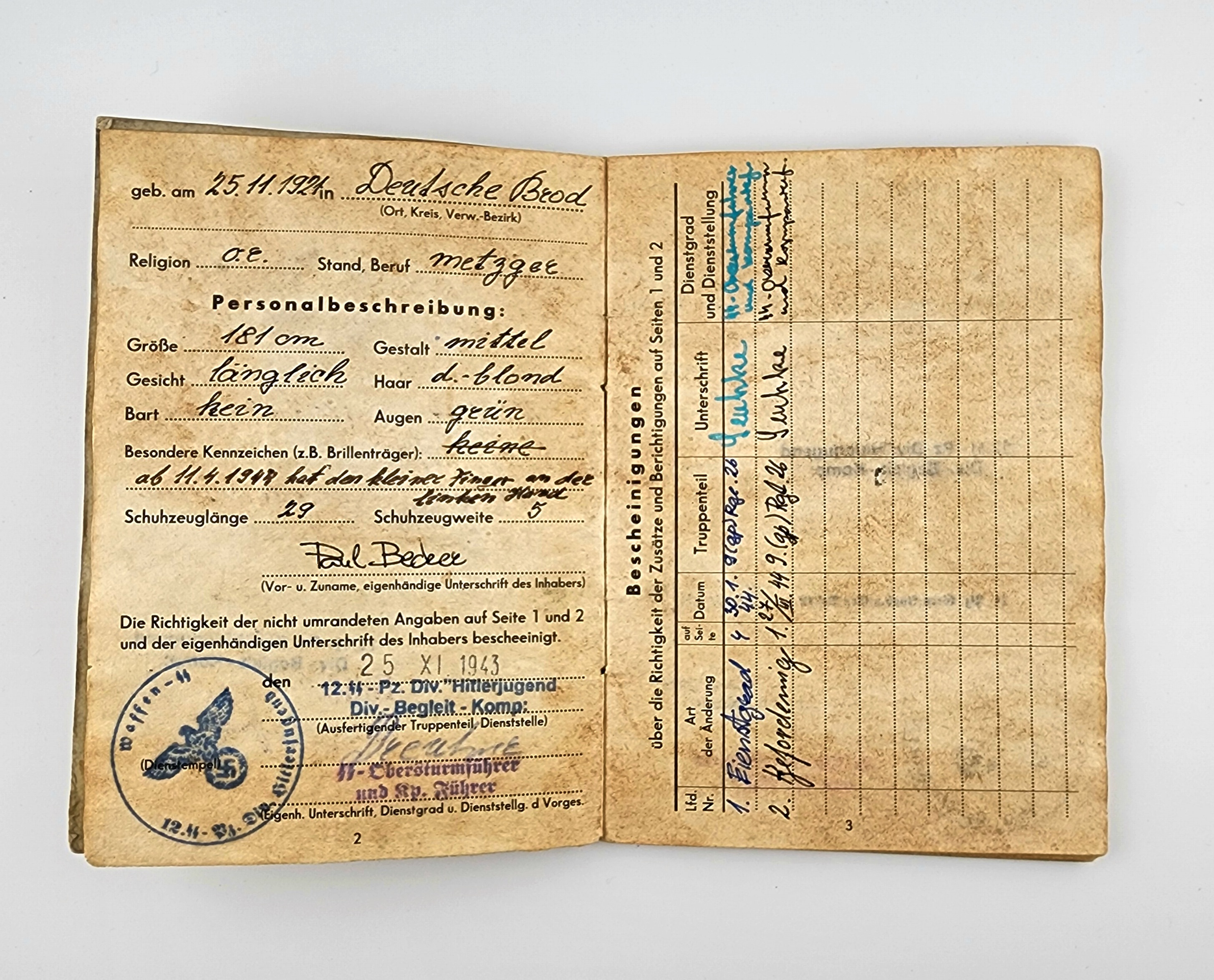 Awards, Documents to SS - soldiers.